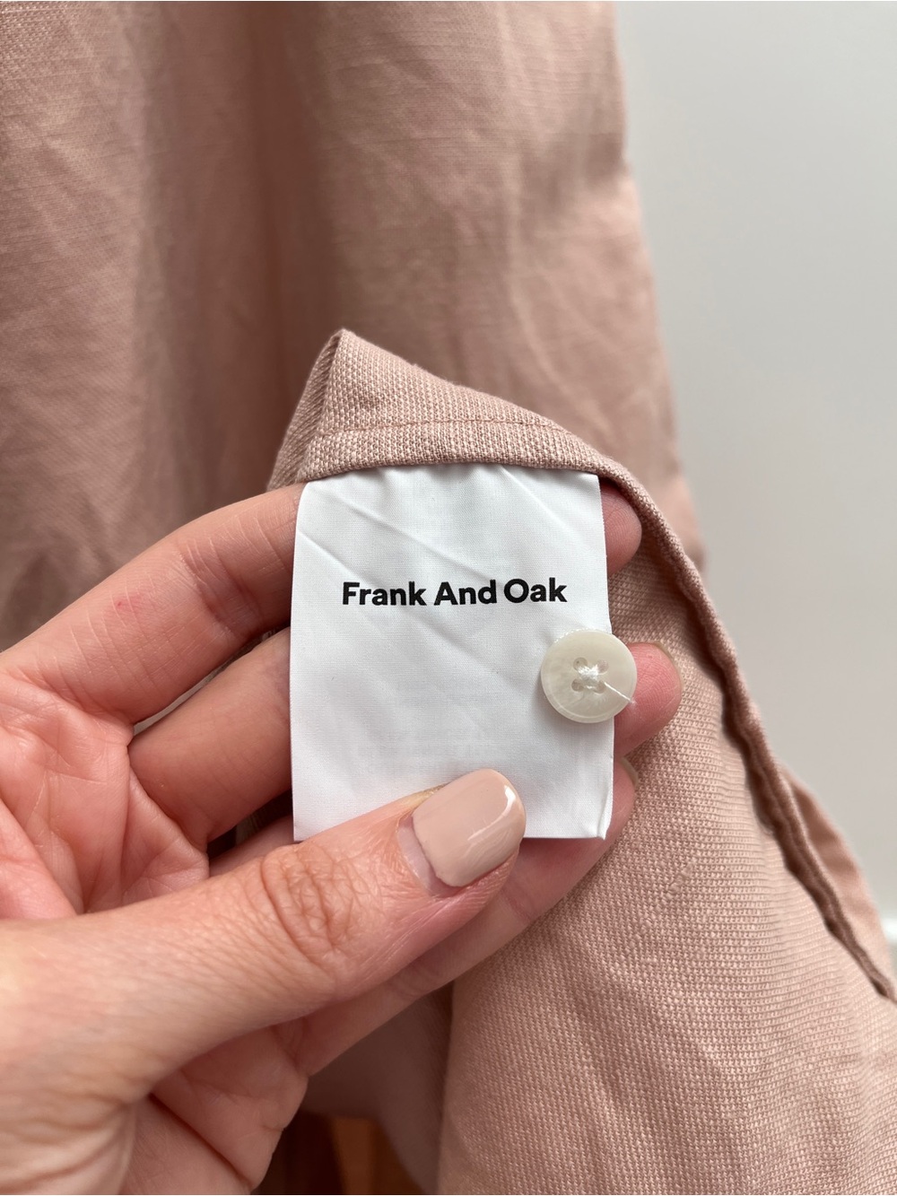 Frank and Oak button up ruffle dress M light peach pink tencel linen sundress - Picture 7 of 12